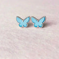 [LUXE JEWELRY]BUTTERFLY TURQUOISE EARRINGS SILVER