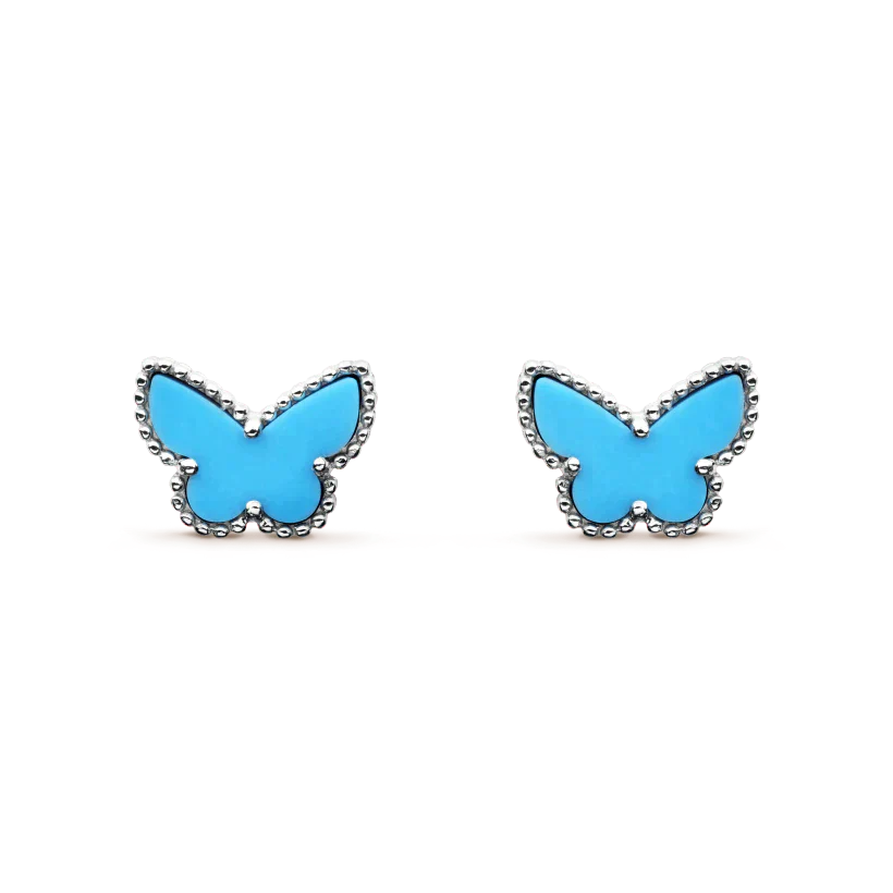[LUXE JEWELRY]BUTTERFLY TURQUOISE EARRINGS SILVER
