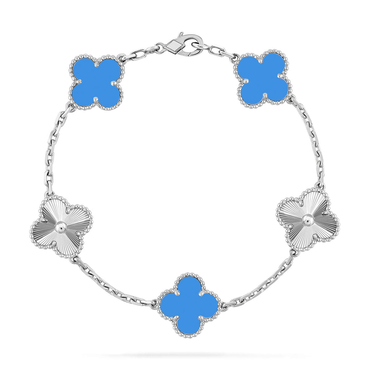 [LUXE JEWELRY] CLOVER 5 MOTIF BLUE AGATE BRACELET COLLECTION