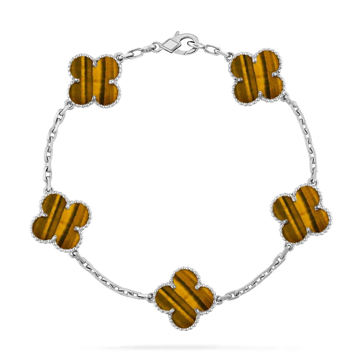 [LUXE JEWELRY] CLOVER 5 MOTIFS TIGER EYE BRACELET COLLECTION