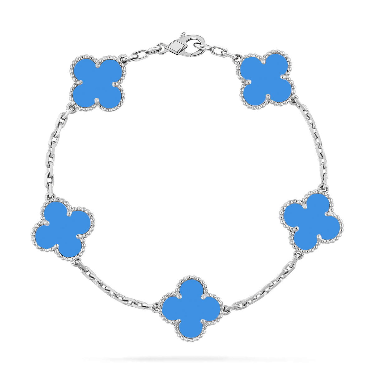[LUXE JEWELRY] CLOVER 5 MOTIF BLUE AGATE BRACELET COLLECTION