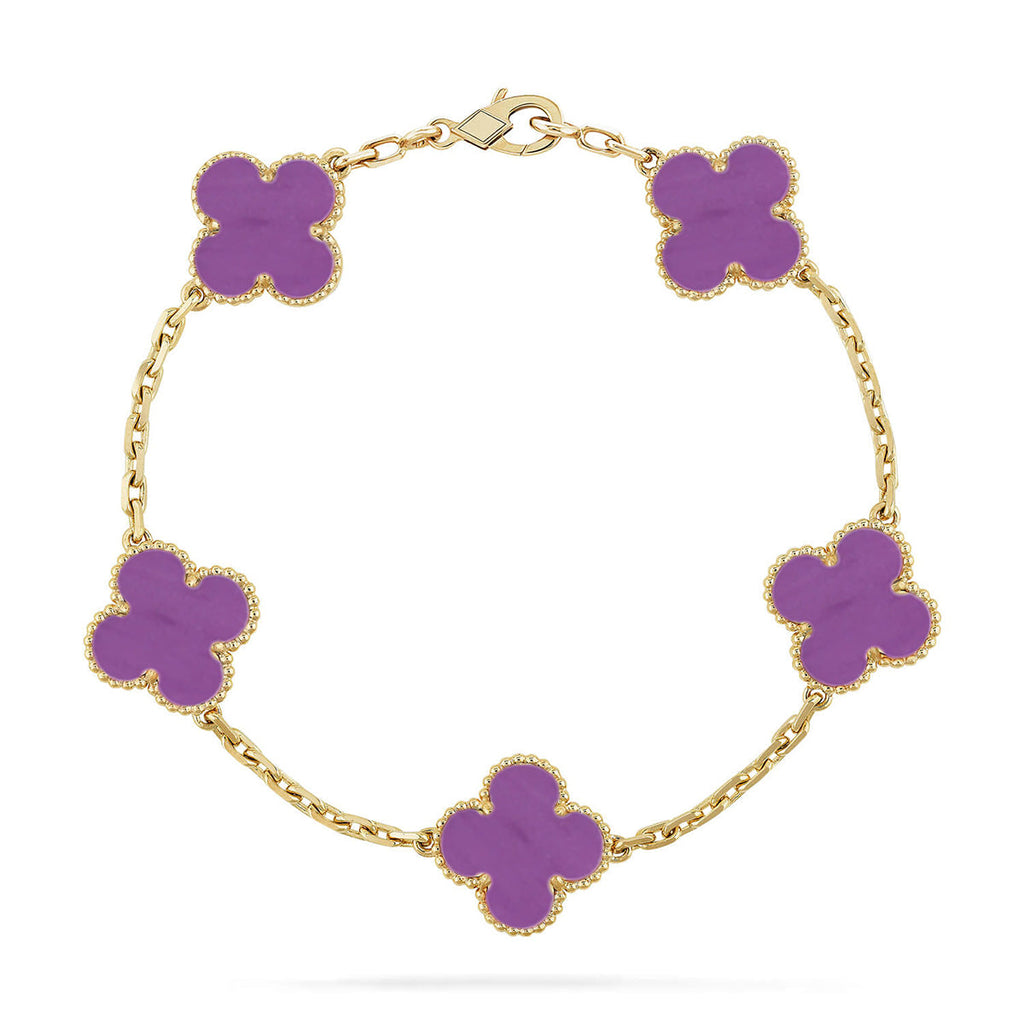 [LUXE JEWELRY] CLOVER 5 MOTIF VIOLET BRACELET COLLECTION