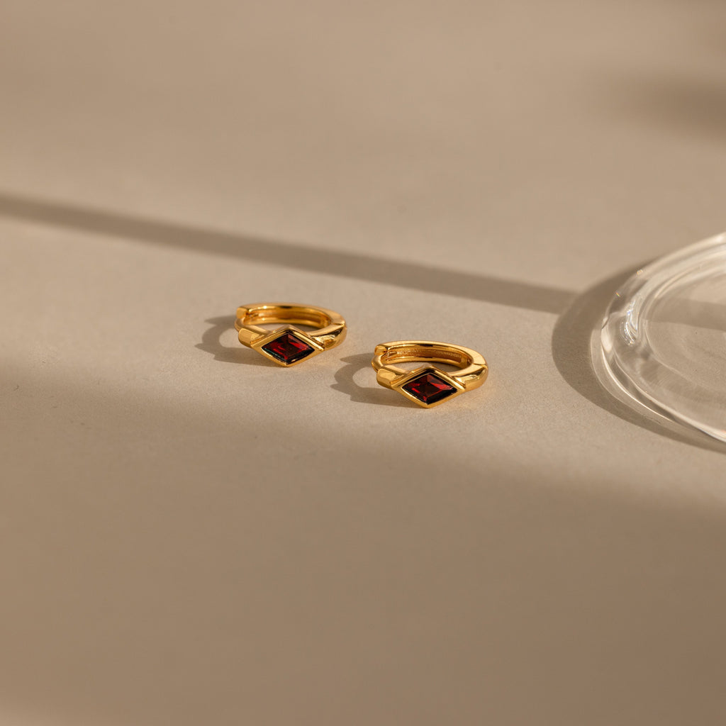 Rhombus Birthstone Huggies