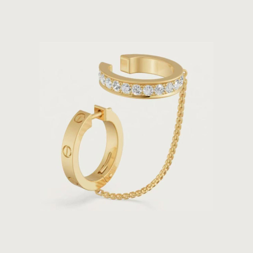 [LUXE JEWELRY] LOVE 3.0MM HALF DIAMOND EARRINGS