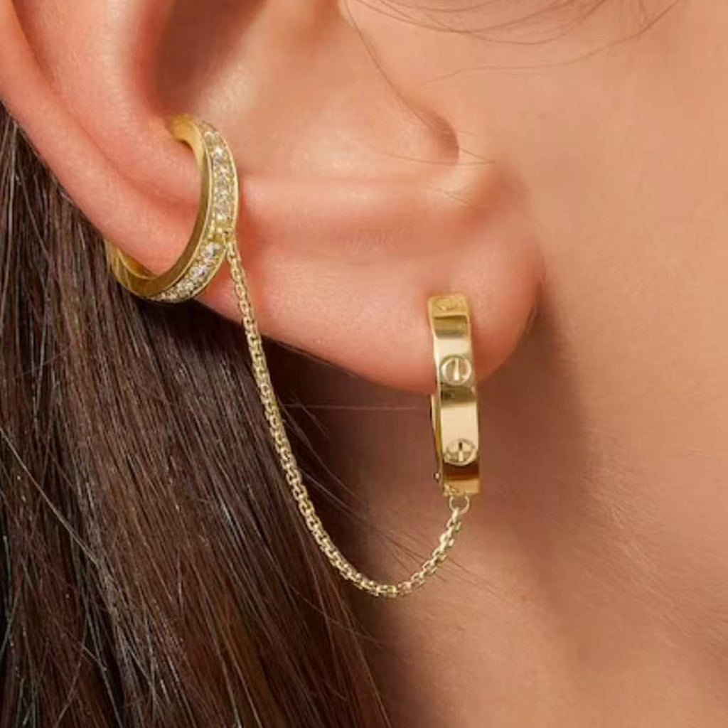 [LUXE JEWELRY] LOVE 3.0MM HALF DIAMOND EARRINGS