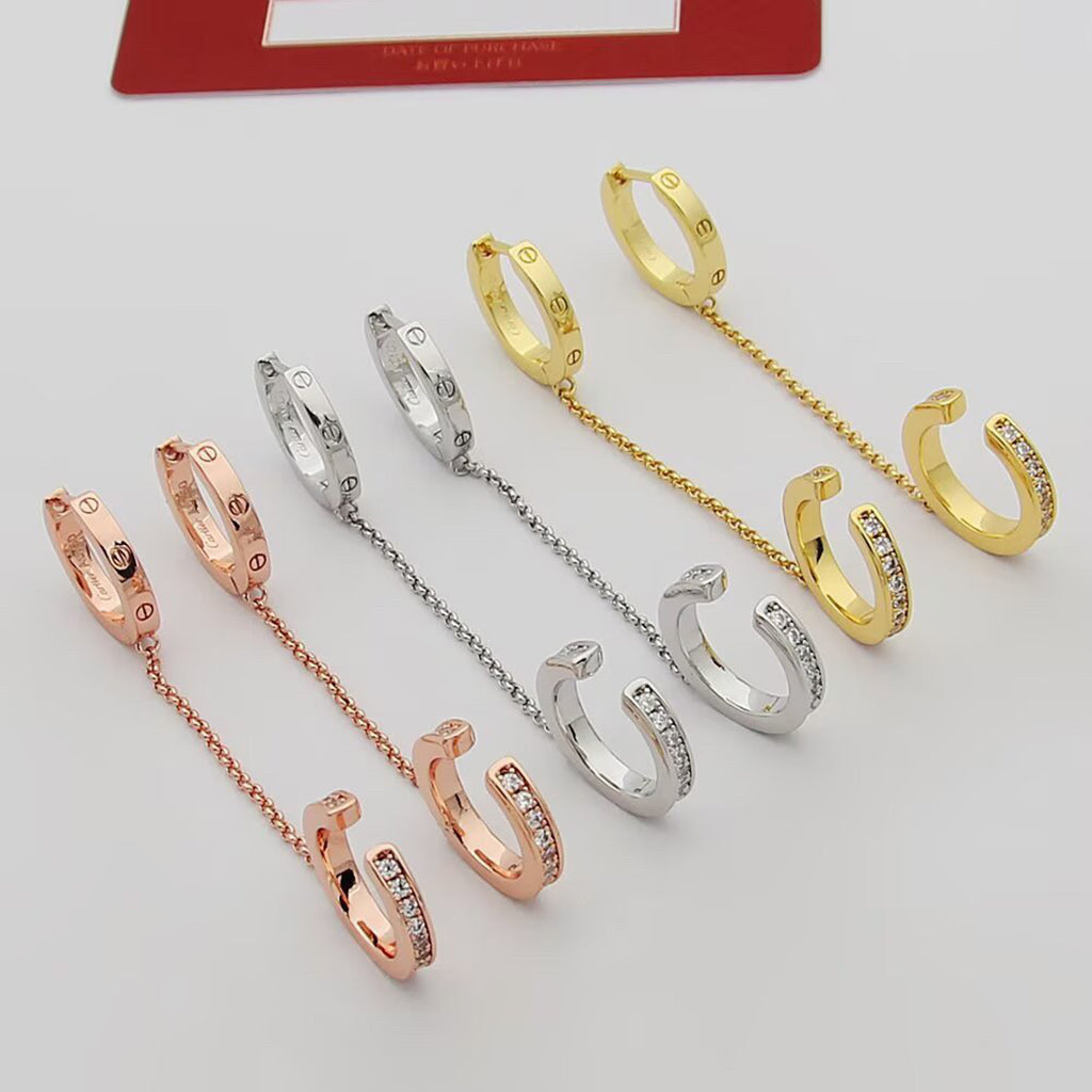 [LUXE JEWELRY] LOVE 3.0MM HALF DIAMOND EARRINGS