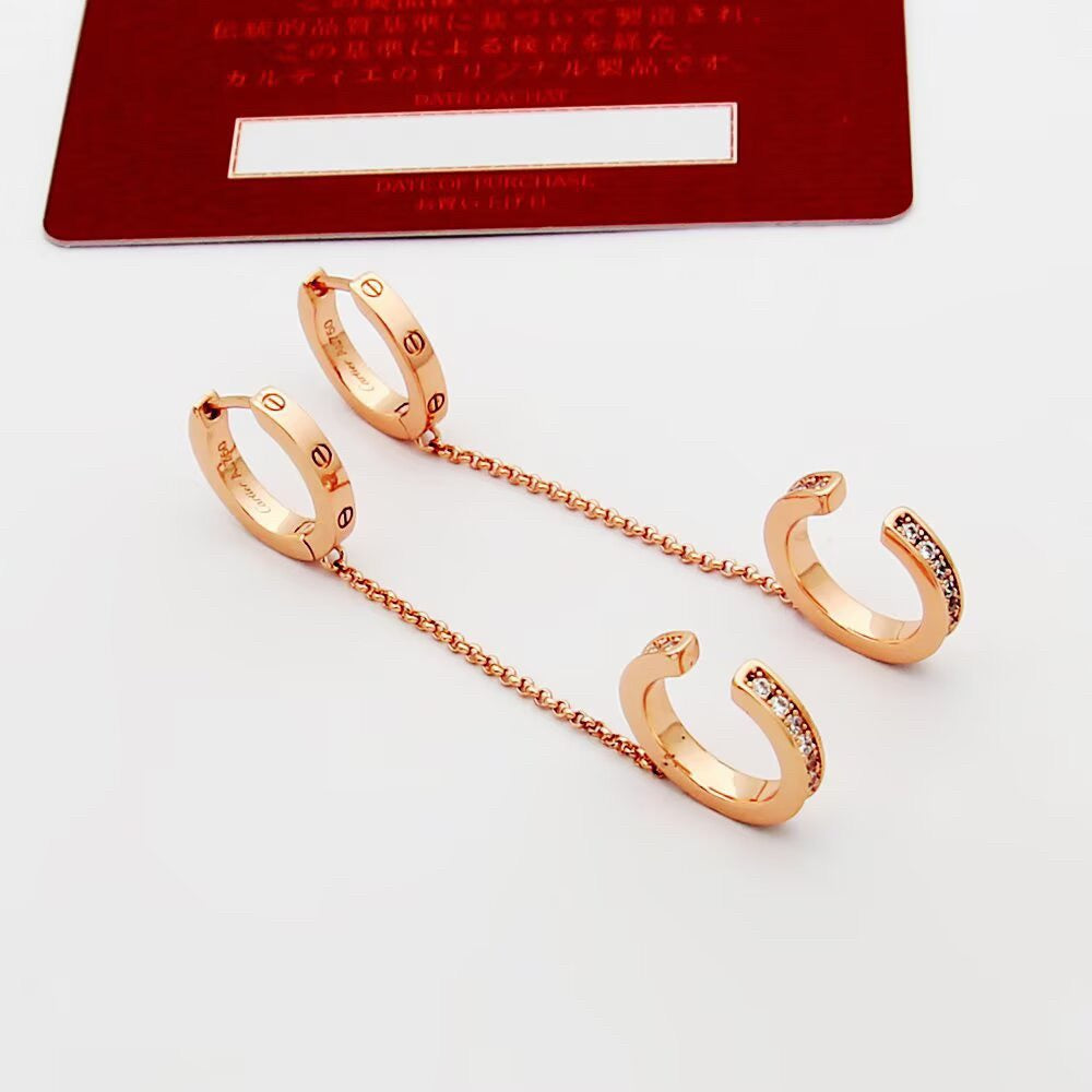 [LUXE JEWELRY] LOVE 3.0MM HALF DIAMOND EARRINGS