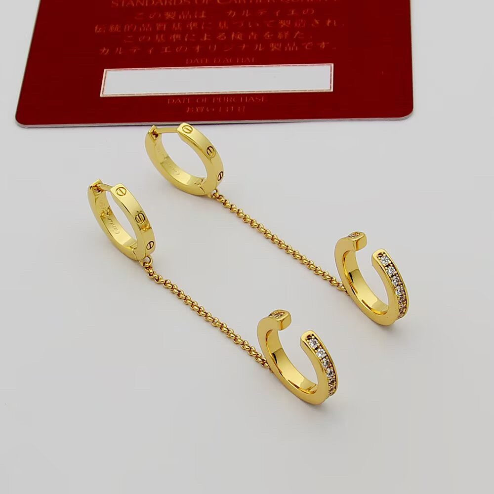 [LUXE JEWELRY] LOVE 3.0MM HALF DIAMOND EARRINGS