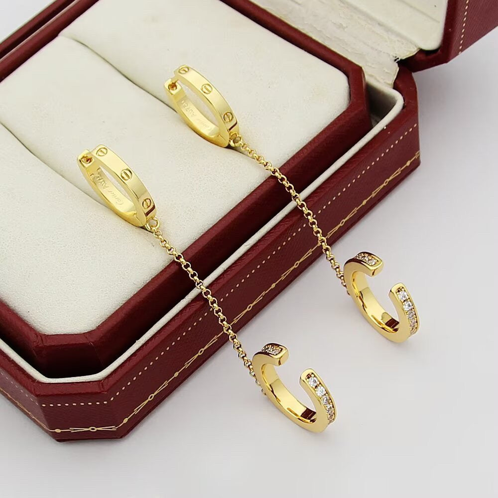 [LUXE JEWELRY] LOVE 3.0MM HALF DIAMOND EARRINGS