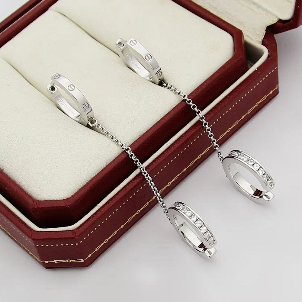 [LUXE JEWELRY] LOVE 3.0MM HALF DIAMOND EARRINGS