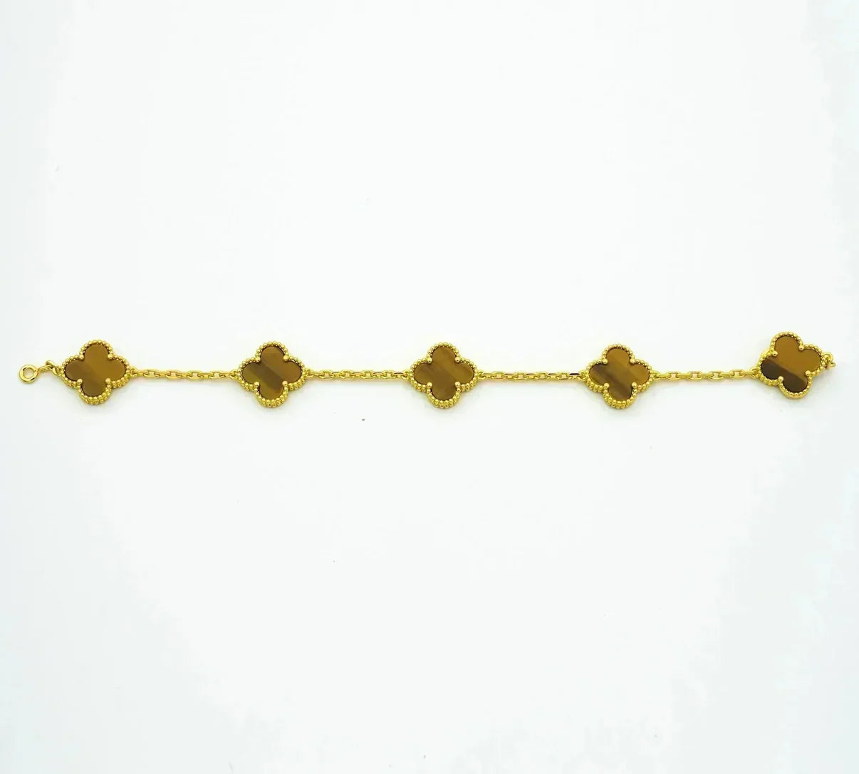 [LUXE JEWELRY] CLOVER 5 MOTIFS TIGER EYE BRACELET COLLECTION