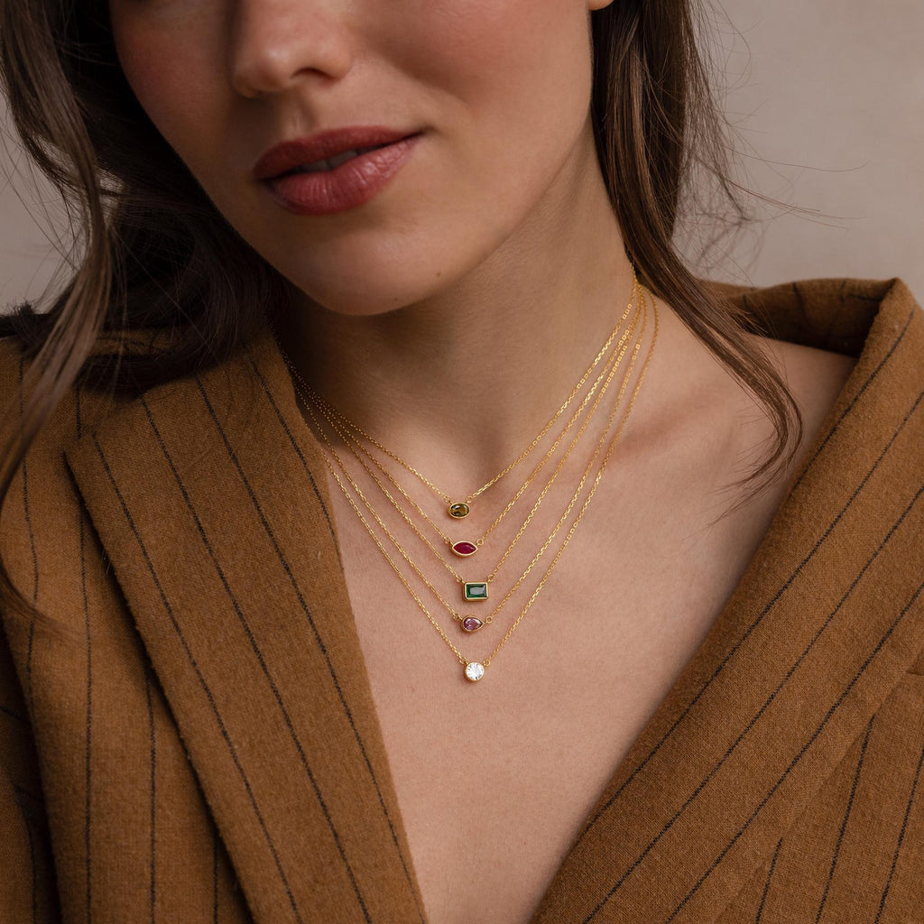 Custom Cut Birthstone Necklace