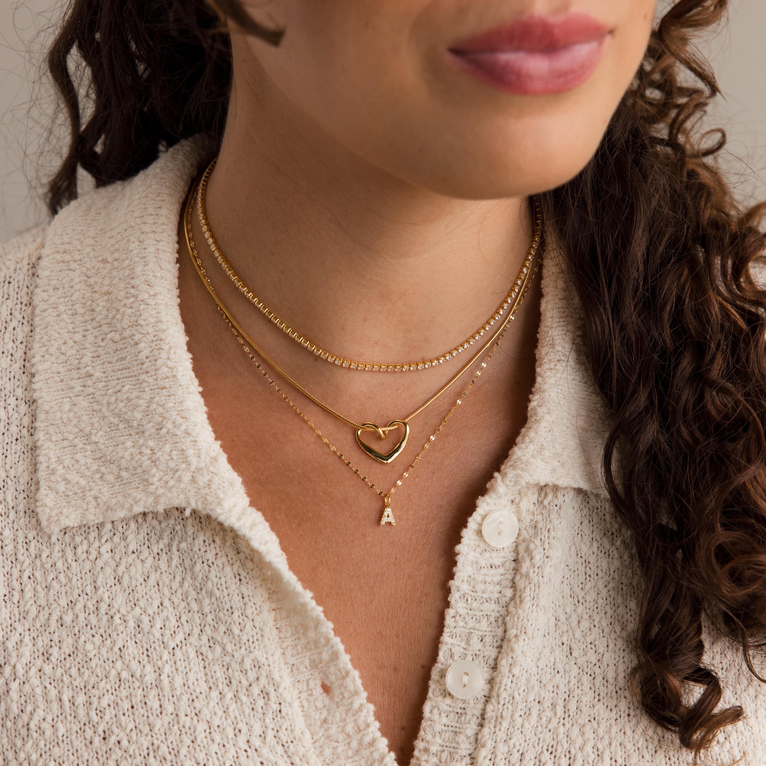 Dainty Pave Letter Necklace