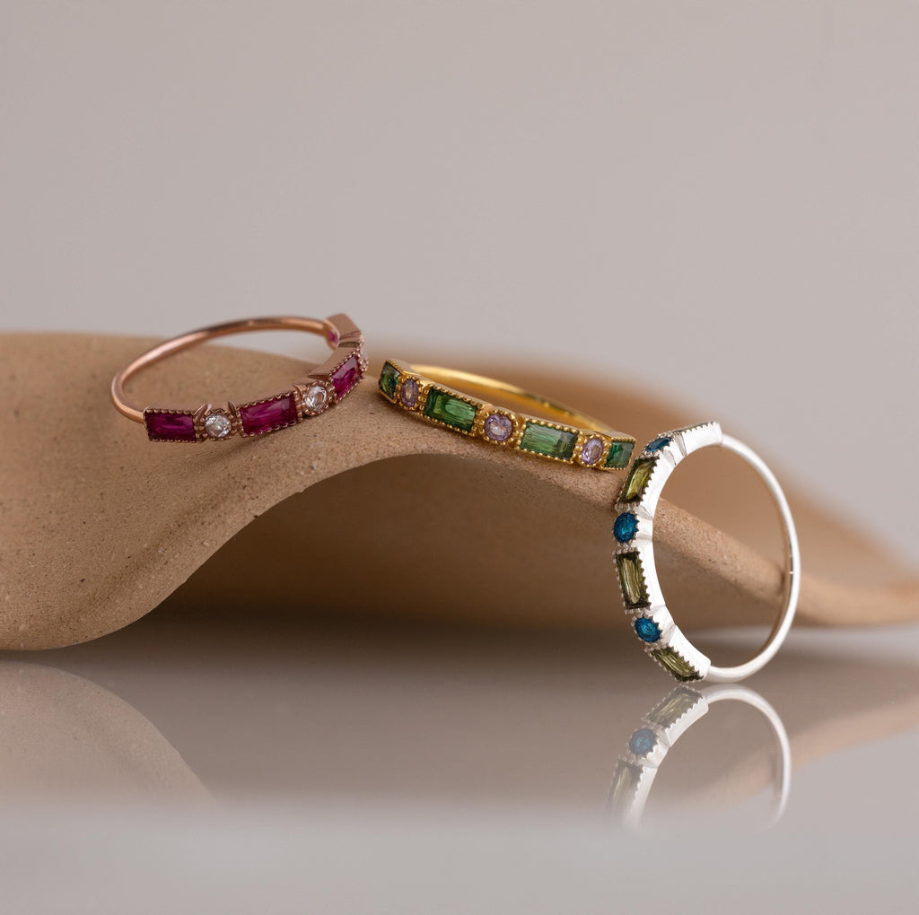 Mixed Art Deco Birthstone Ring