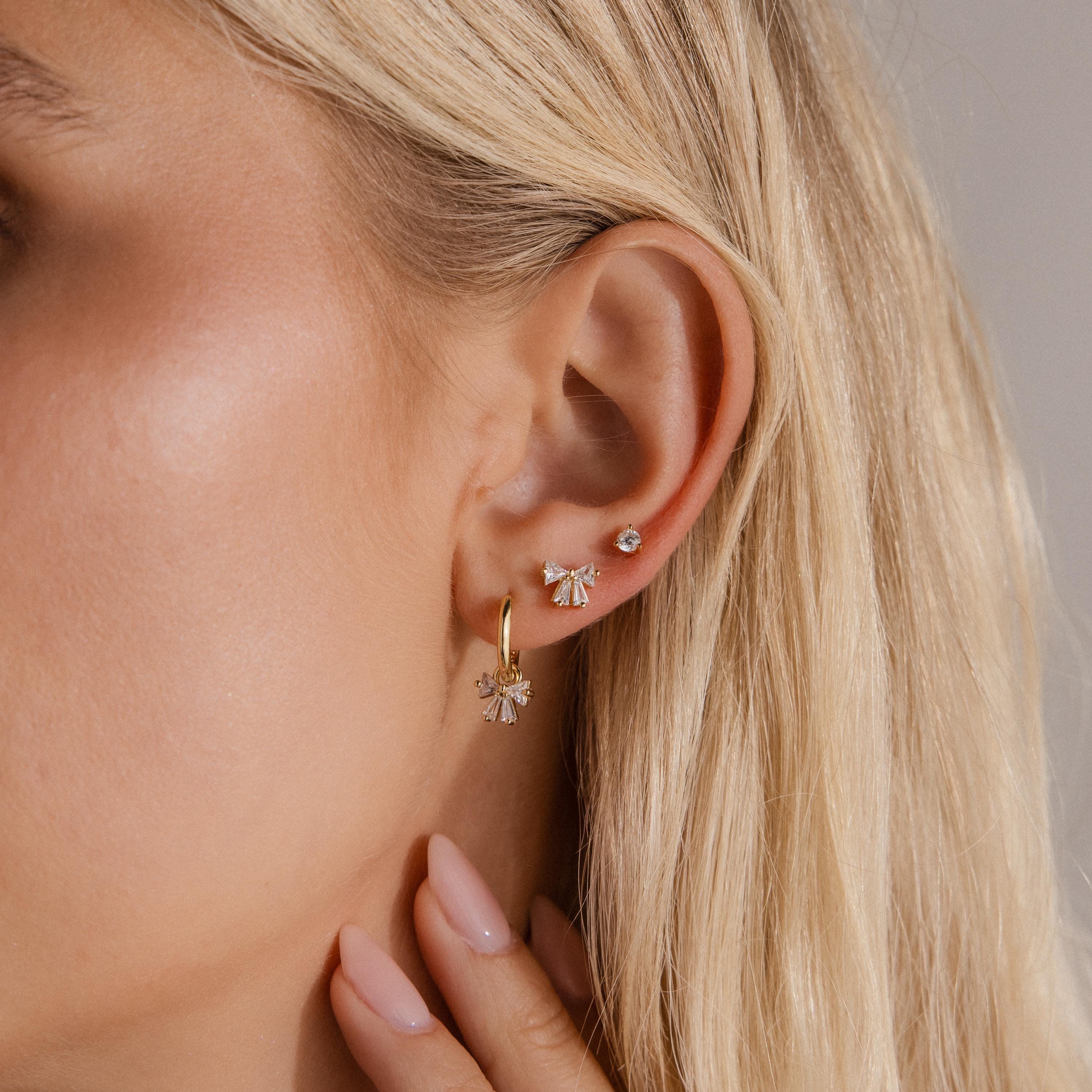 Diamond Bow Hoops