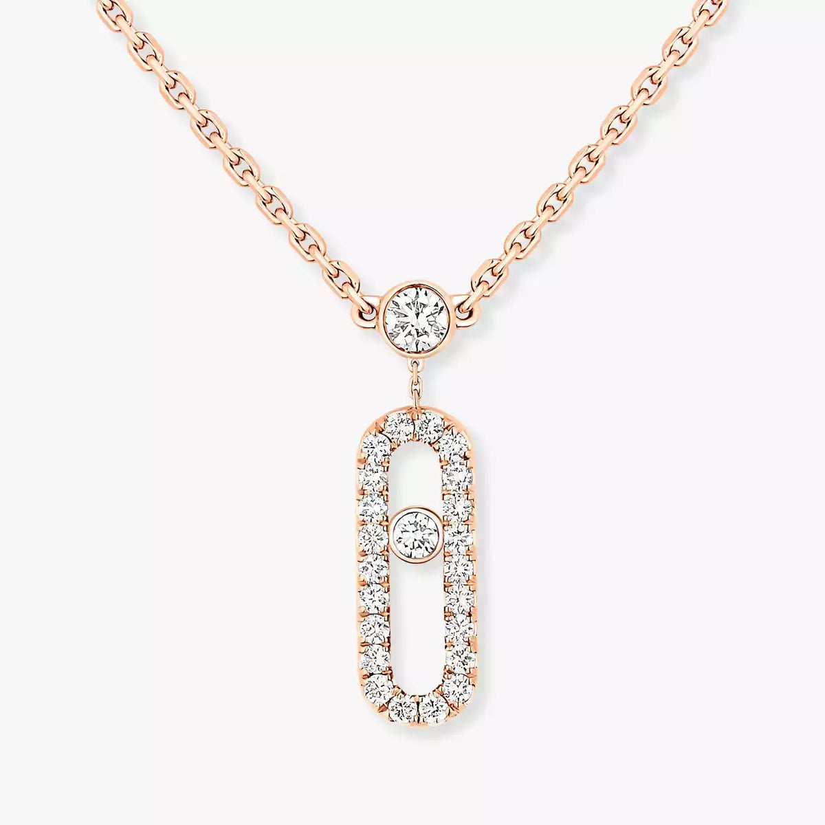 [LUXE JEWELRY]2 Rows Rose Gold Diamond Pave_ Necklace Move Uno