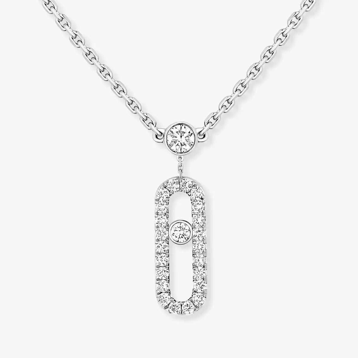 [LUXE JEWELRY]2 Rows Rose Gold Diamond Pave_ Necklace Move Uno