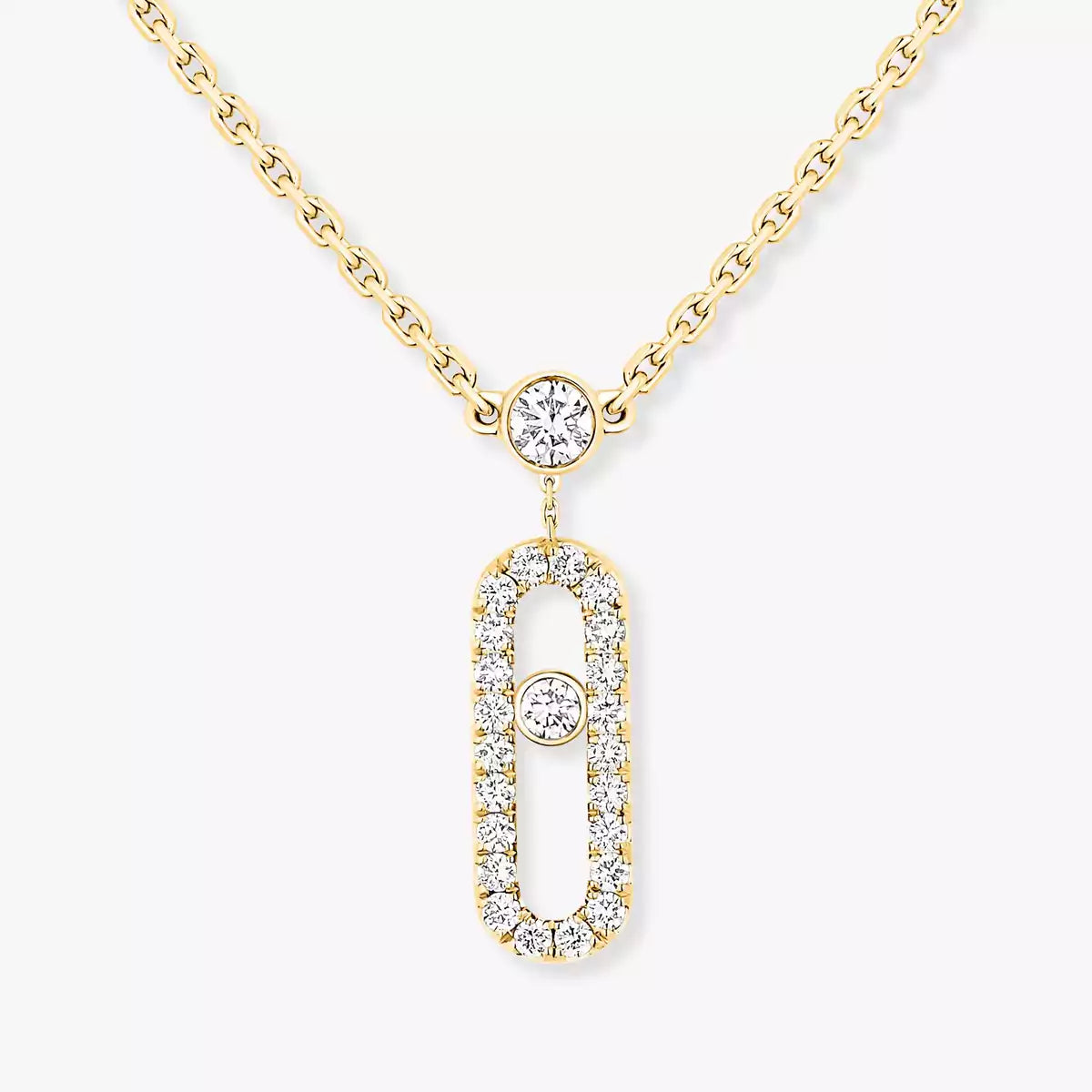 [LUXE JEWELRY]2 Rows Rose Gold Diamond Pave_ Necklace Move Uno