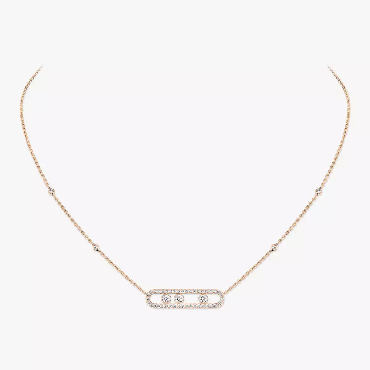 [LUXE JEWELRY] Move Pave_ Rose Gold Diamond Necklace