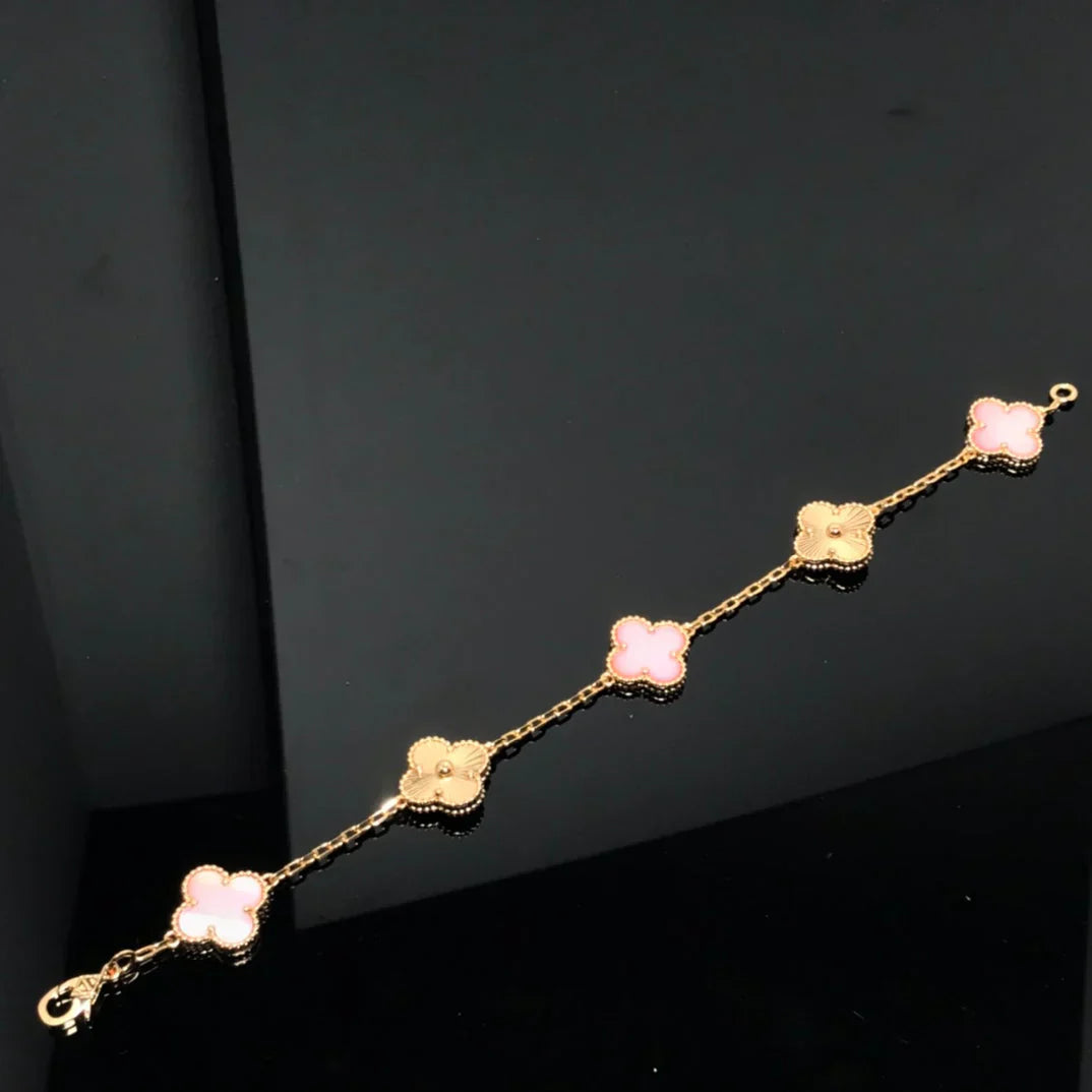[LUXE JEWELRY] CLOVER 5 MOTIFS  PINK MOP BRACELET COLLECTION